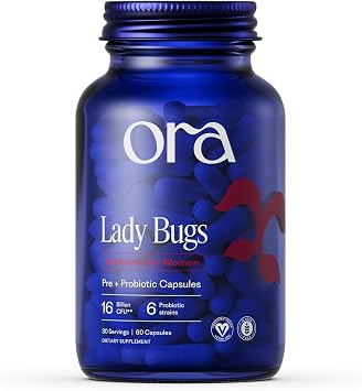 Ora Organic Probiotic for Women with L. crispatus, 6 Clinically Studied Lactobacillus Strains for Vaginal, pH & Urinary Tract Health, Organic Prebiotic, 60 Capsules, 30-Day Supply