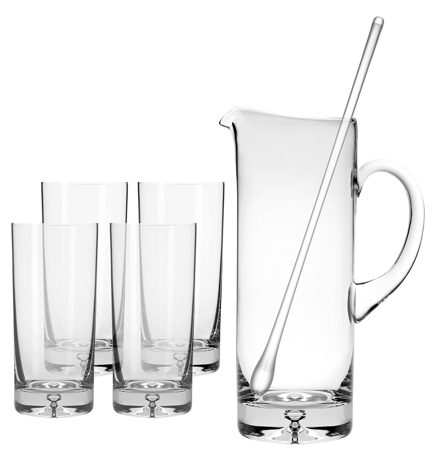 Glass - Pitcher with handle - Spout - Straight Sided - Ice Lip - Bubble design on base