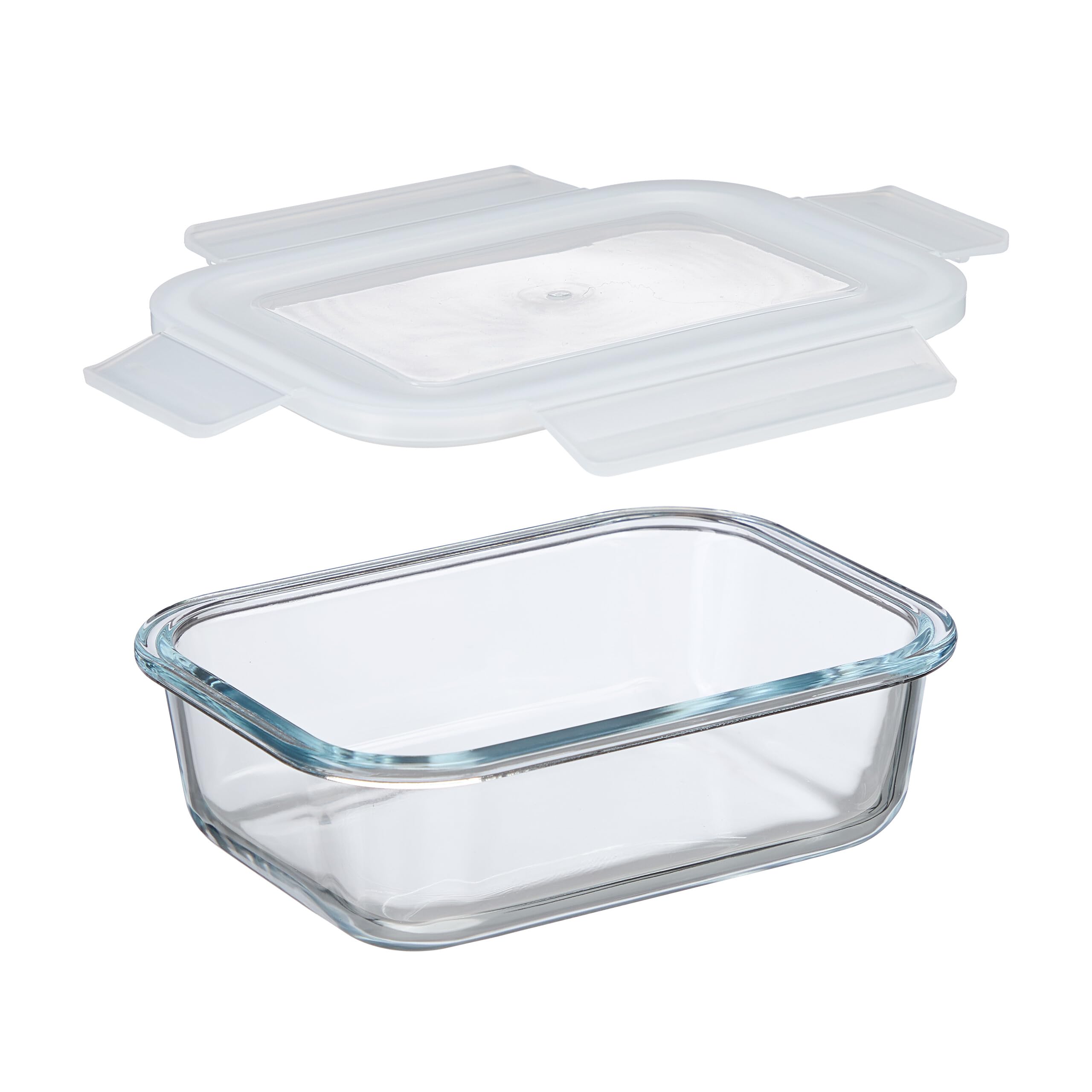 Relaxdays Contenitore per Alimenti con Coperchio Ermetico, Set da 4 Vaschette da 640 ml, Scatole Meal Prep, Trasparente