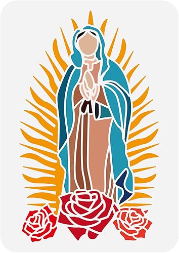 FINGERINSPIRE Plantilla de pintura de Virgen María de 11.7 x 8.3 pulgadas, reutilizable, plantilla de dibujo de Nuestra Señora, personaje religioso,