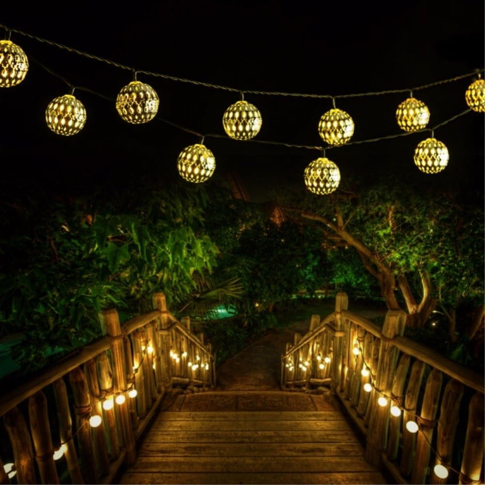 Solar String Light Outdoor, Goodia 30 LED Gold Moroccan Waterproof Warm White String Lights for Curtain,Bedroom,Patio,Lawn,Landscape,Fairy Garden,Home,Wedding,Holiday,Christmas Tree,New Year,Party