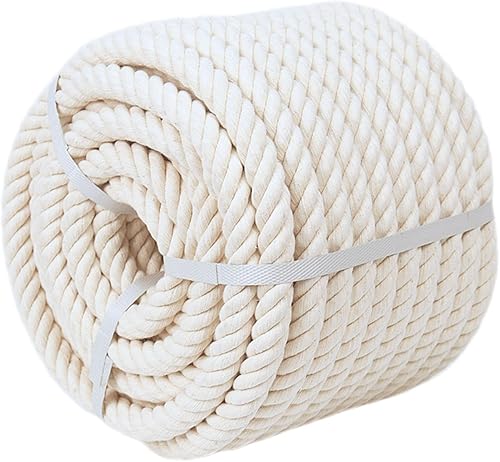 Cuerda de algodón natural (12 pulgada x 100 pies), cuerda de algodón blanco suave para manualidades, hamaca, colgadores de plantas, decoración del