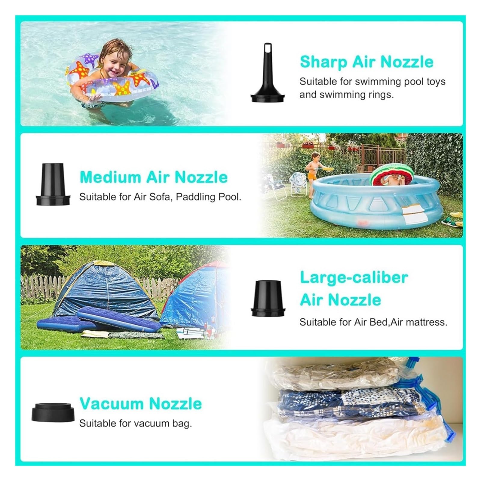 Pompe À Air De Camping Portable en Plein Chargeant Et Pompant La Double Usage Matelas Pneumatique Gonfleur Électrique D'anneau Natation Inflation Et DéFlation Rapides