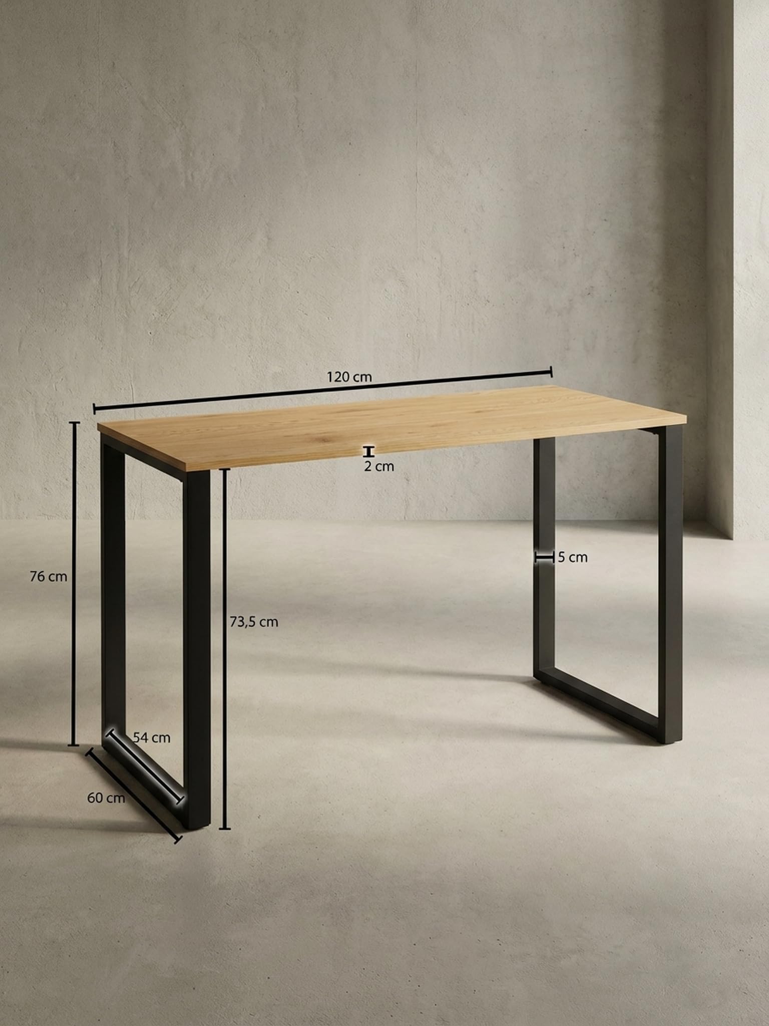 Schreibtisch Eiche-Dekor/Schwarz 120x60x76 cm Design Computertisch