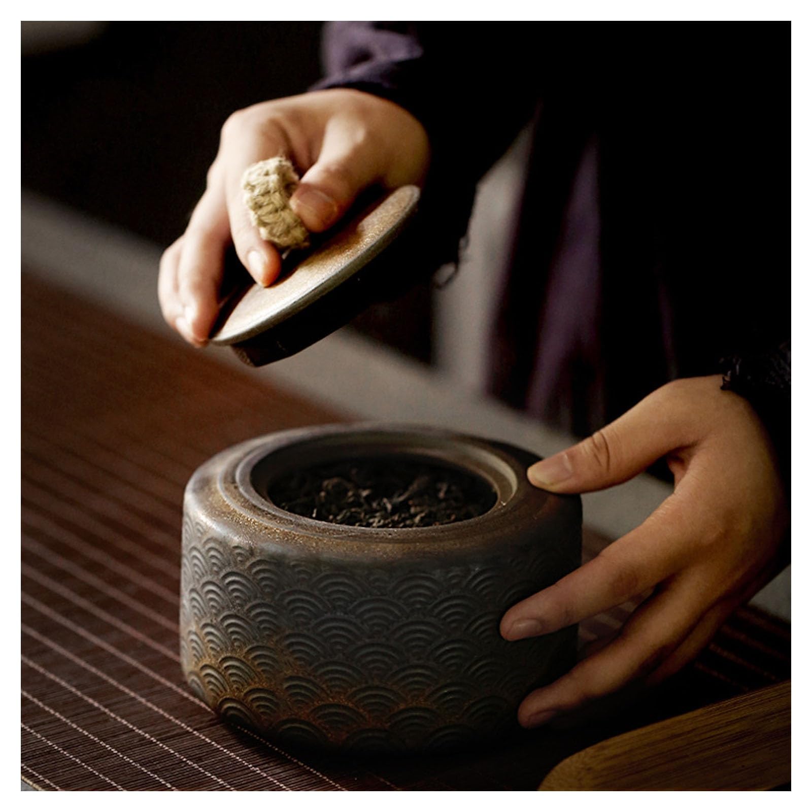 Vorratsdosen aus Keramik mit Deckel, Vintage-Porzellan-Tee-Box, traditioneller versiegelter Caddy für die Aufbewahrung von Tee und Zucker, japanisches Design