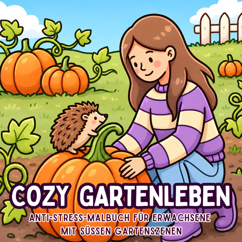 Cozy Gartenleben: Anti-Stress-Malbuch für Erwachsene mit süßen Gartenszenen