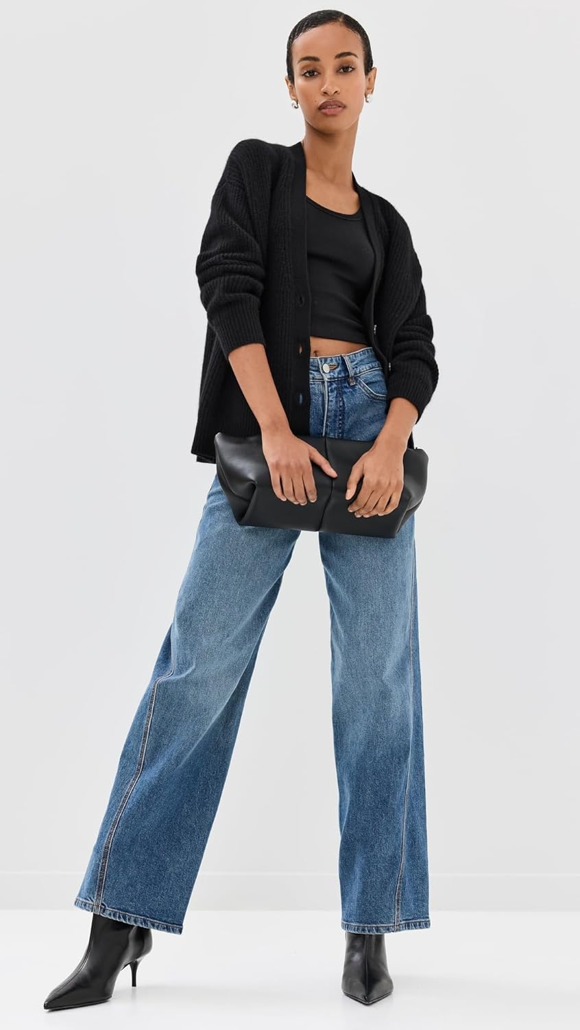 Jenni Kayne Women's Cropped Cashmere Cocoon Cardigan, Black, L - Image 5