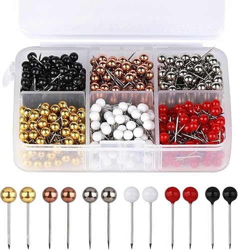 510 alfileres de costura multicolor para tela, alfileres de acolchado con cabeza de bola perlada, alfileres de posicionamiento rectos, alfileres de