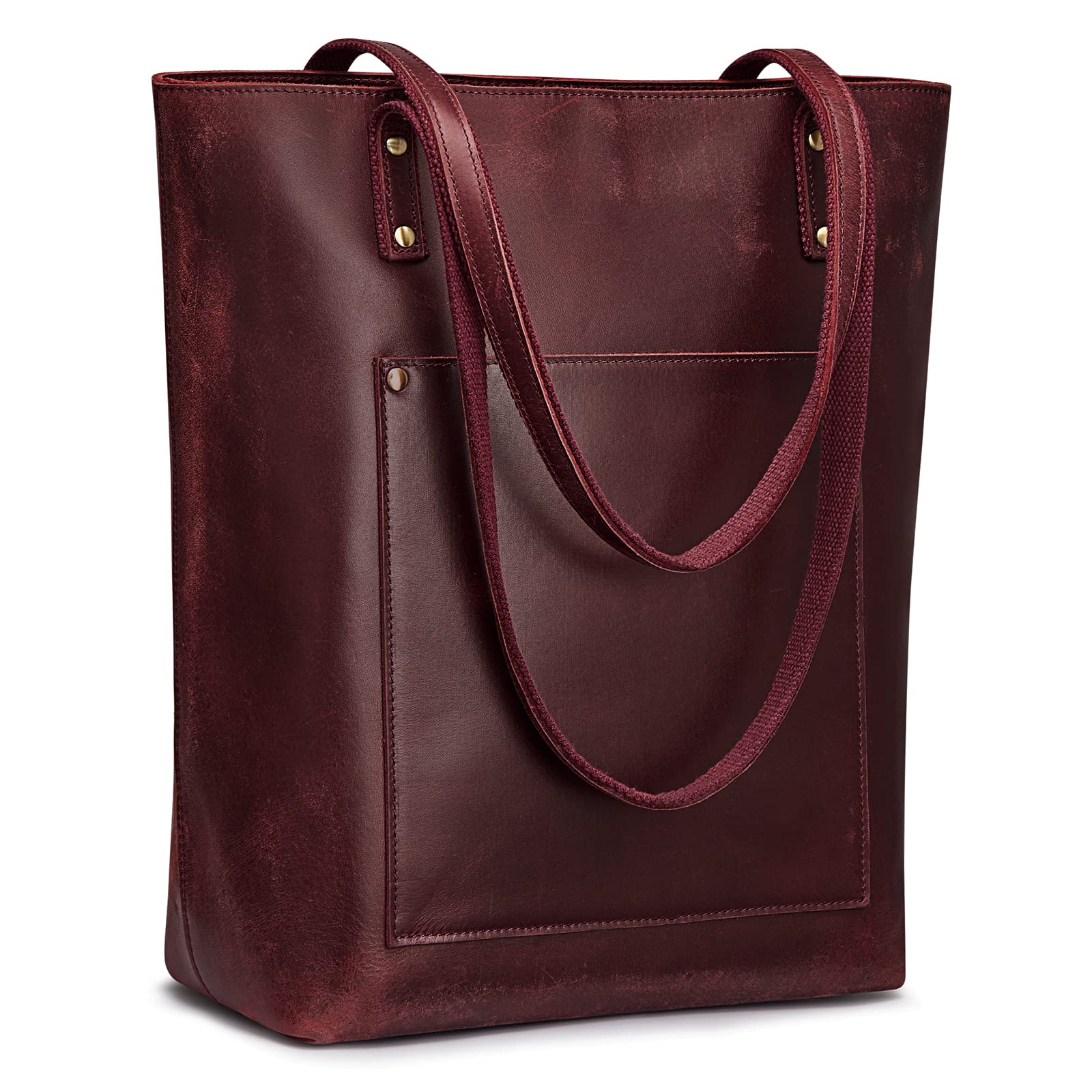 S-ZONE Women Vintage Genuine Leather Tote Bag Large Shoulder Purse Work Handbag | Vintage, Genuine Leather, Large, Purse, Work