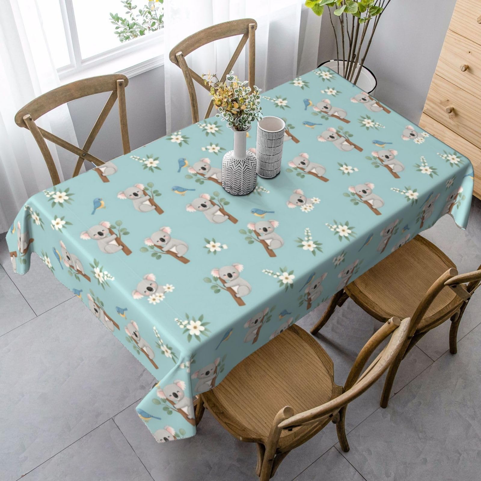 Nappe de table koala mignon 137x183 cm lavable et infroissable