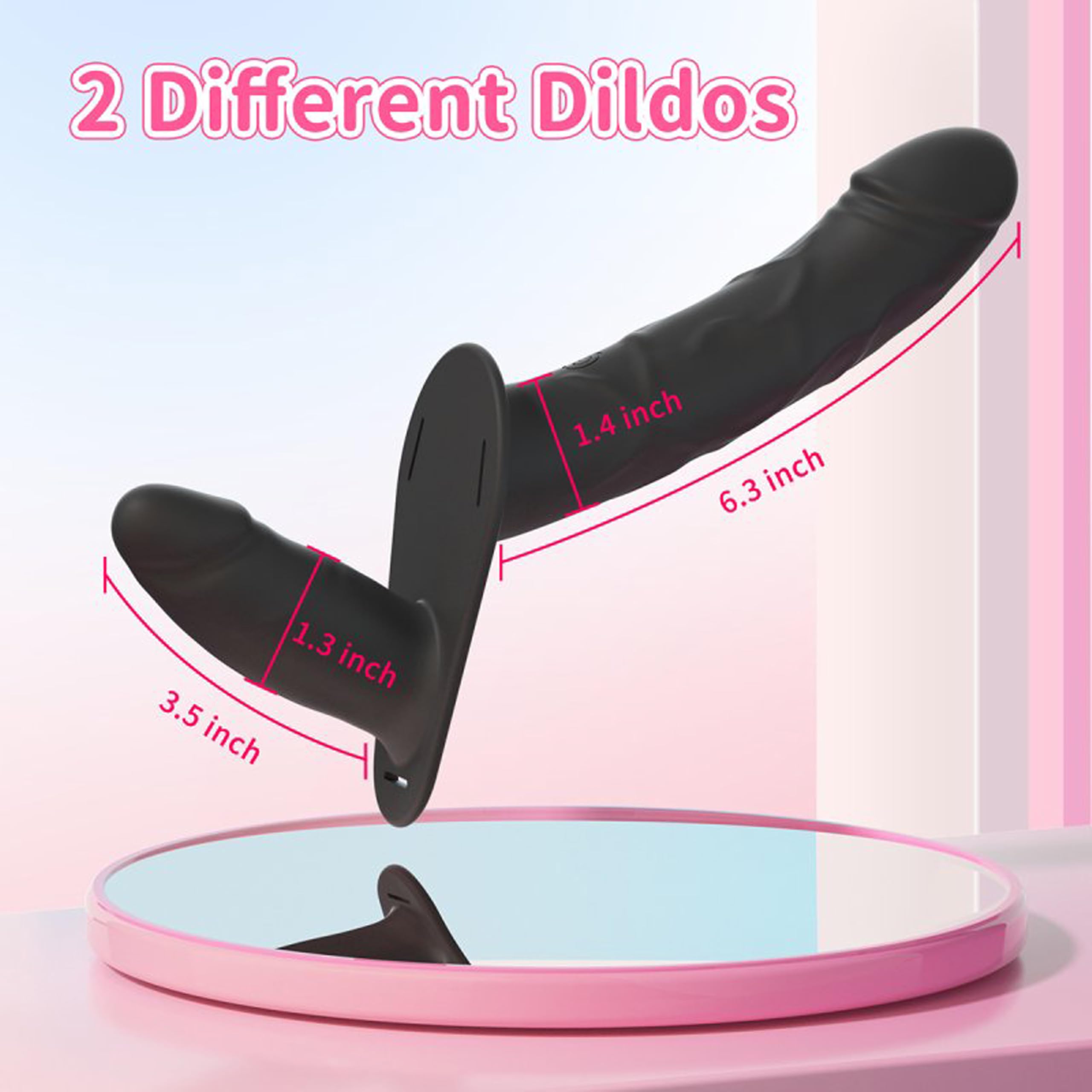 Strap-On con Vibración para Parejas – Doble Dildo 16 cm / 9 cm, 10 Modos con Mando a Distancia FOPS D51