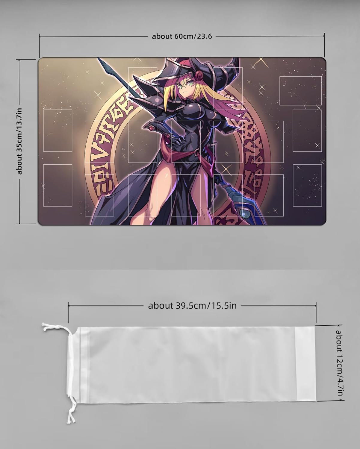 New ZCYWXW Playmat Dark Magician Girl TCG CCG Trading Card Game Mat with Zones & One Bag(ZC066-C)