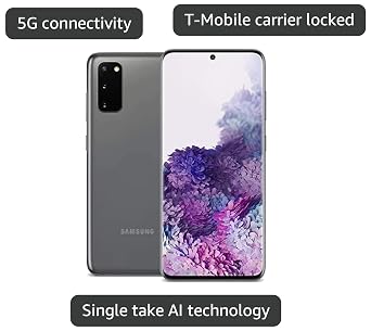 Samsung Galaxy S20 5G Android Smartphone SM-G981U US Version | Fingerprint ID & Facial Recognition | Long-Lasting Battery | for T-Mobile Only (Cosmic Gray, 128GB)