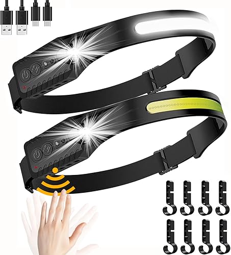 Linterna frontal LED recargable, luz de diadema para faros delanteros con sensor de movimiento rojo alimentado por batería, haz ancho de 230 luces disponible en Yaxa Costa Rica