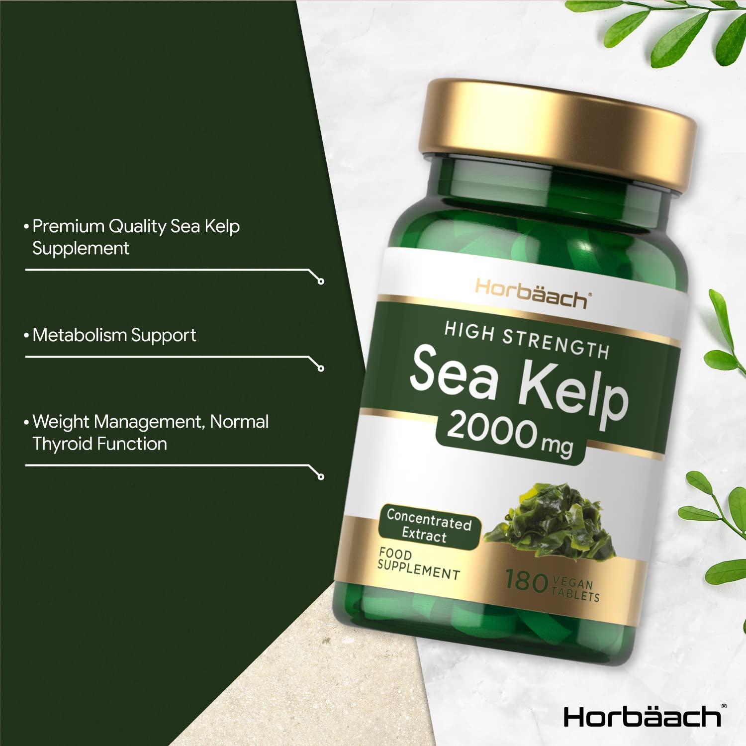 Sea Kelp 2000mg 180 Vegan Tablets Natural Source of Iodine Kelp
