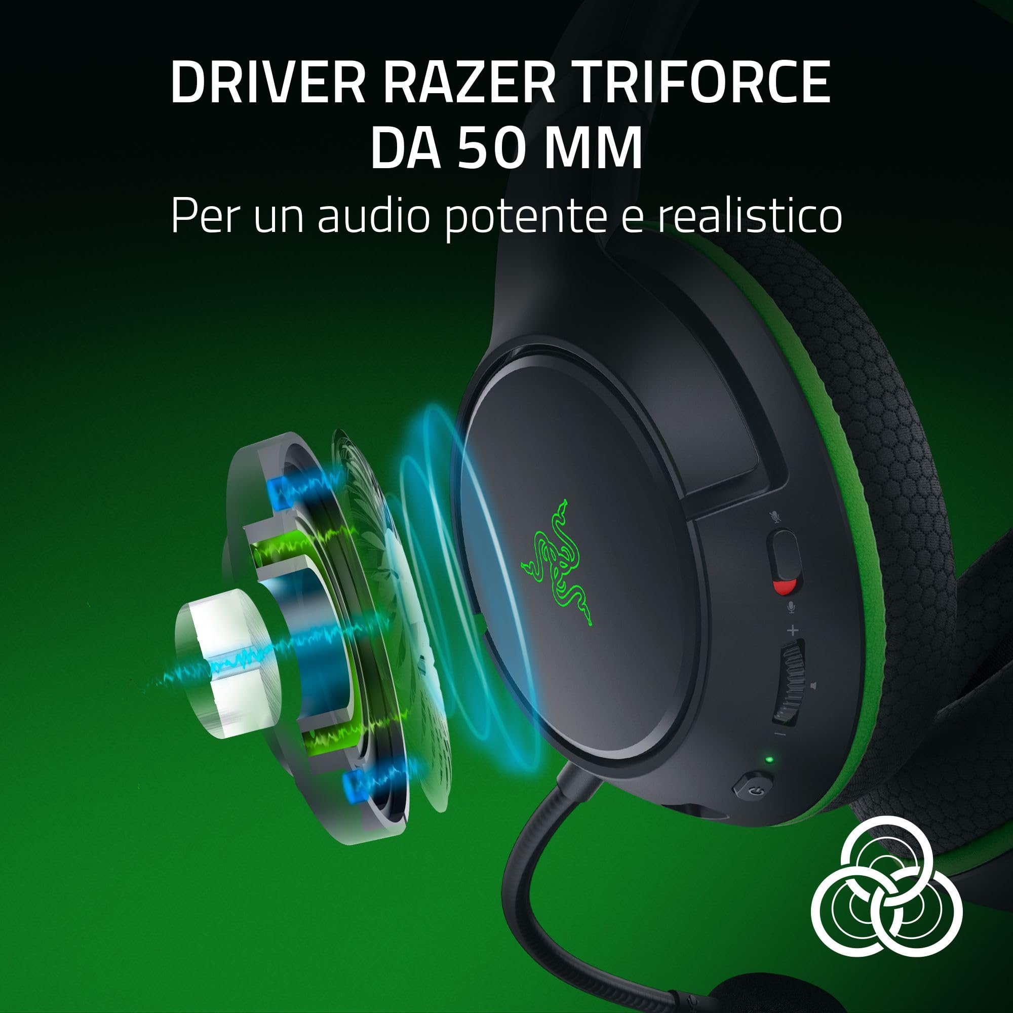 Razer Kaira HyperSpeed - Cuffie da gioco wireless multipiattaforma per Xbox (HyperSpeed Wireless, Driver TriForce da 50 mm, Microfono cardioide HyperClear) Nero