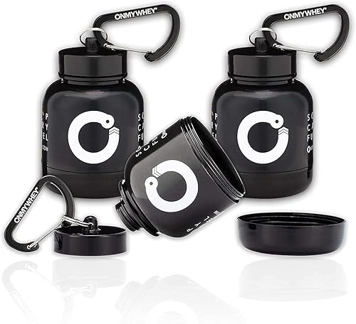 Miniatura 1 de ONMYWHEY - Llavero portátil de embudo de proteínas y suplementos en polvo, paquete moderno de 3, Negro -