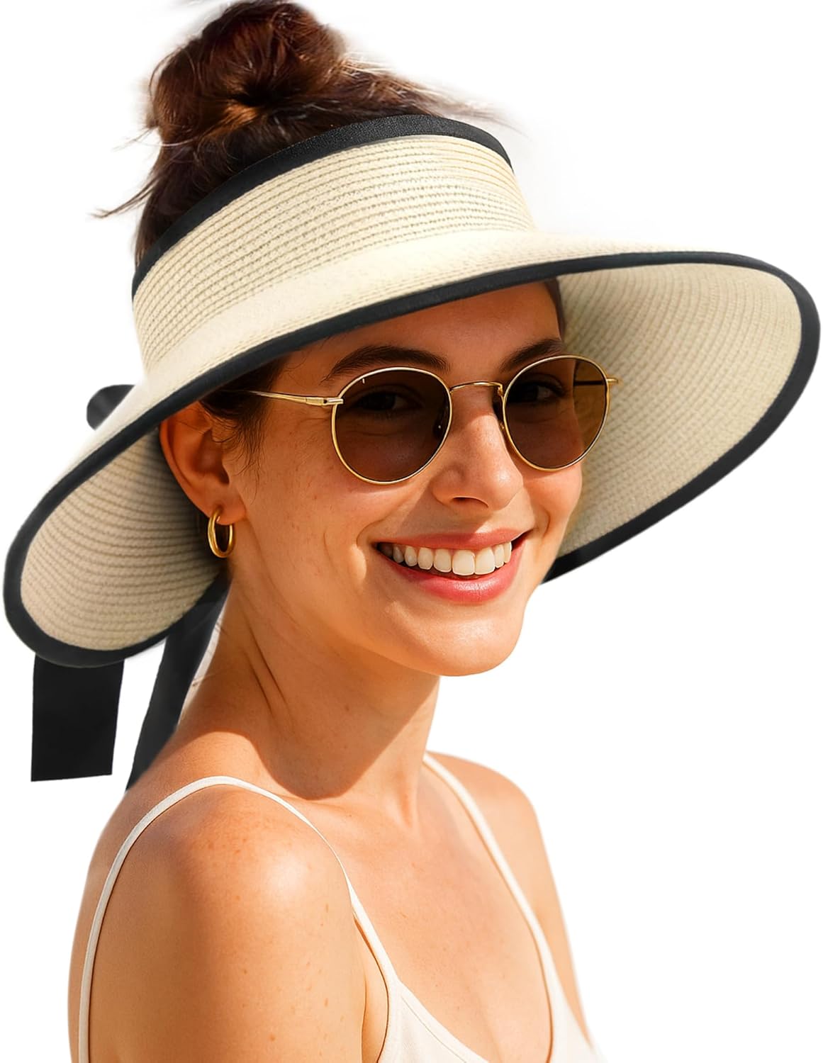Sun Hat FURTALK Womens Wide Brim UPF 50+ Summer Straw Beach Hat
