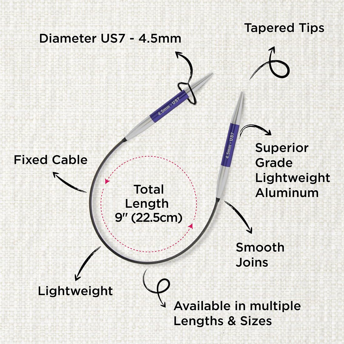 Ferri Da Maglia Circolari KnitPro Zing - 22,5 Cm X 2,5 Mm Per Lavori A Maglia Precisi - Foto 9