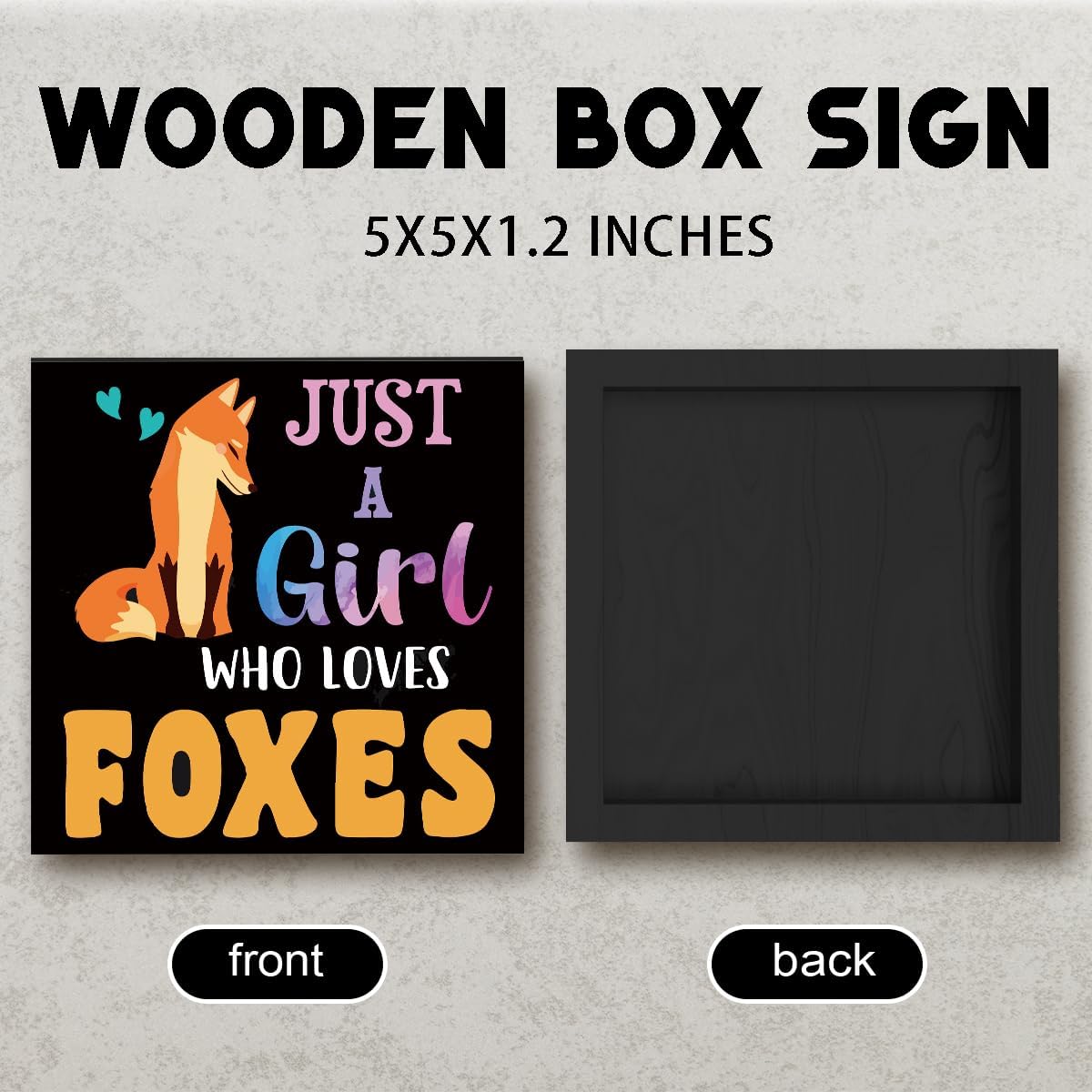 Just A Girl Who Loves Foxes Sign Pink Fox Lover Desk Decor Pink Foxes Desk Art Accessories Rustic Anime Lovers Decoration for Home Girl Room 5 x 5 inch image 2