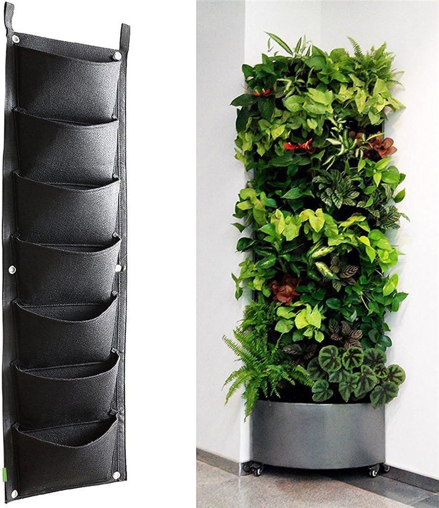 Keer Planting Bags Vertical Planter Wall Mounted Gardening Planter 7 Pockets Grow Bags Plant Pouch Hanging Flower Container for Yards Apartments Balconies Patios Rooftop Garden Indoor and Outdoor