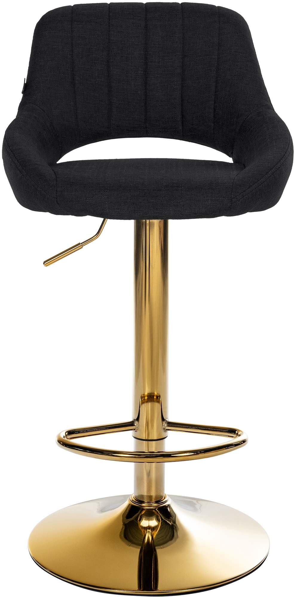 CLP Juego de 2 taburetes de Bar Milet Ajustables en Altura con Respaldo, Asientos Acolchados con tapizado de Tela, | Color Negro Material del Soporte Oro metálico
