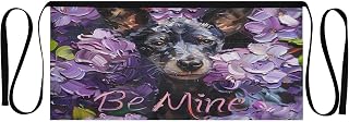Waitress Apron Be Mine Oil Painting Dog Lilac Waist Apron Short 12 inches Water Resistant mandiles para mujer