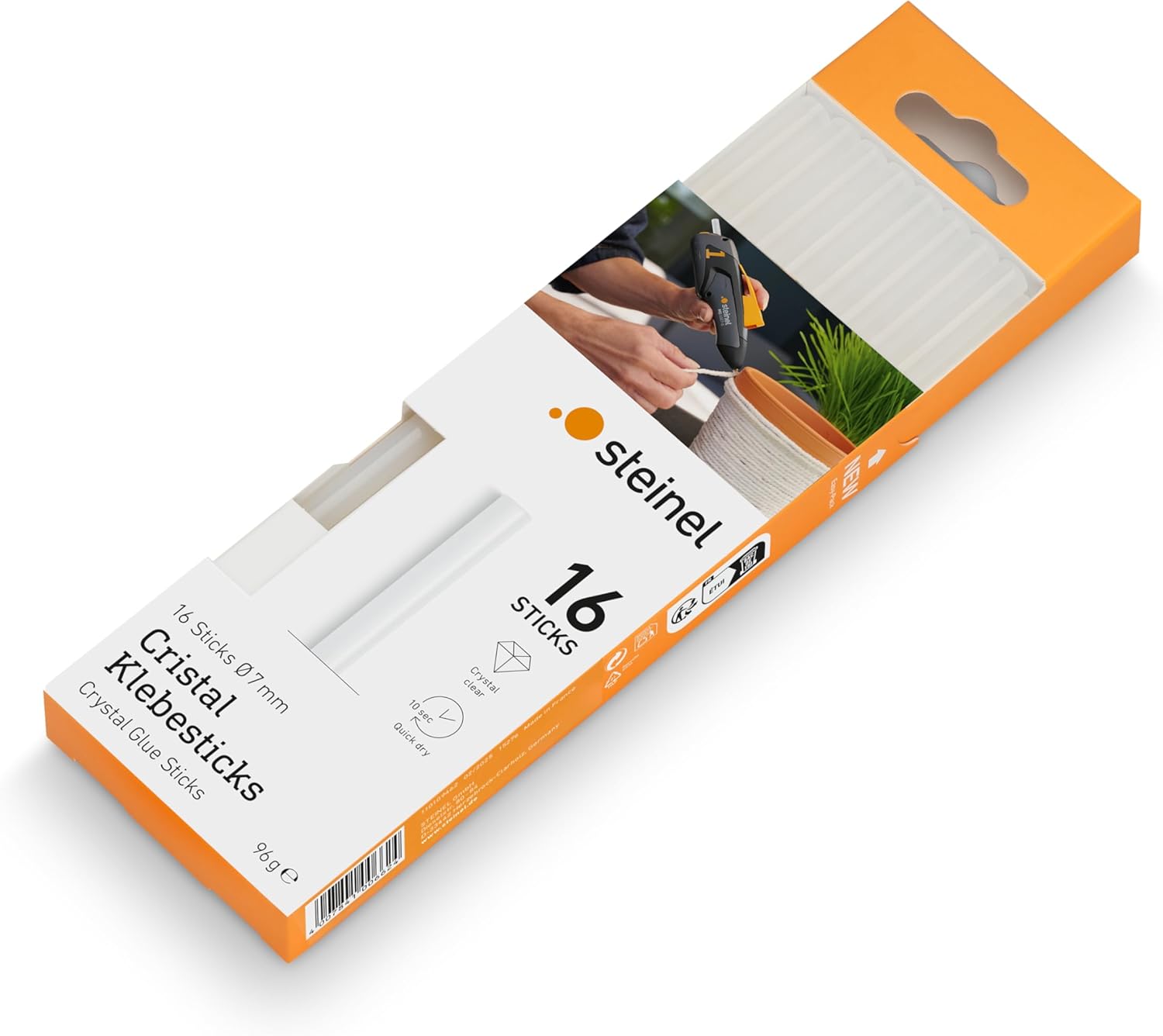 Steinel Cristal Glue Sticks 11 mm, 20 Sticks, 500g, Transparent hot-melt Adhesive for Barely Visible Glue Joints