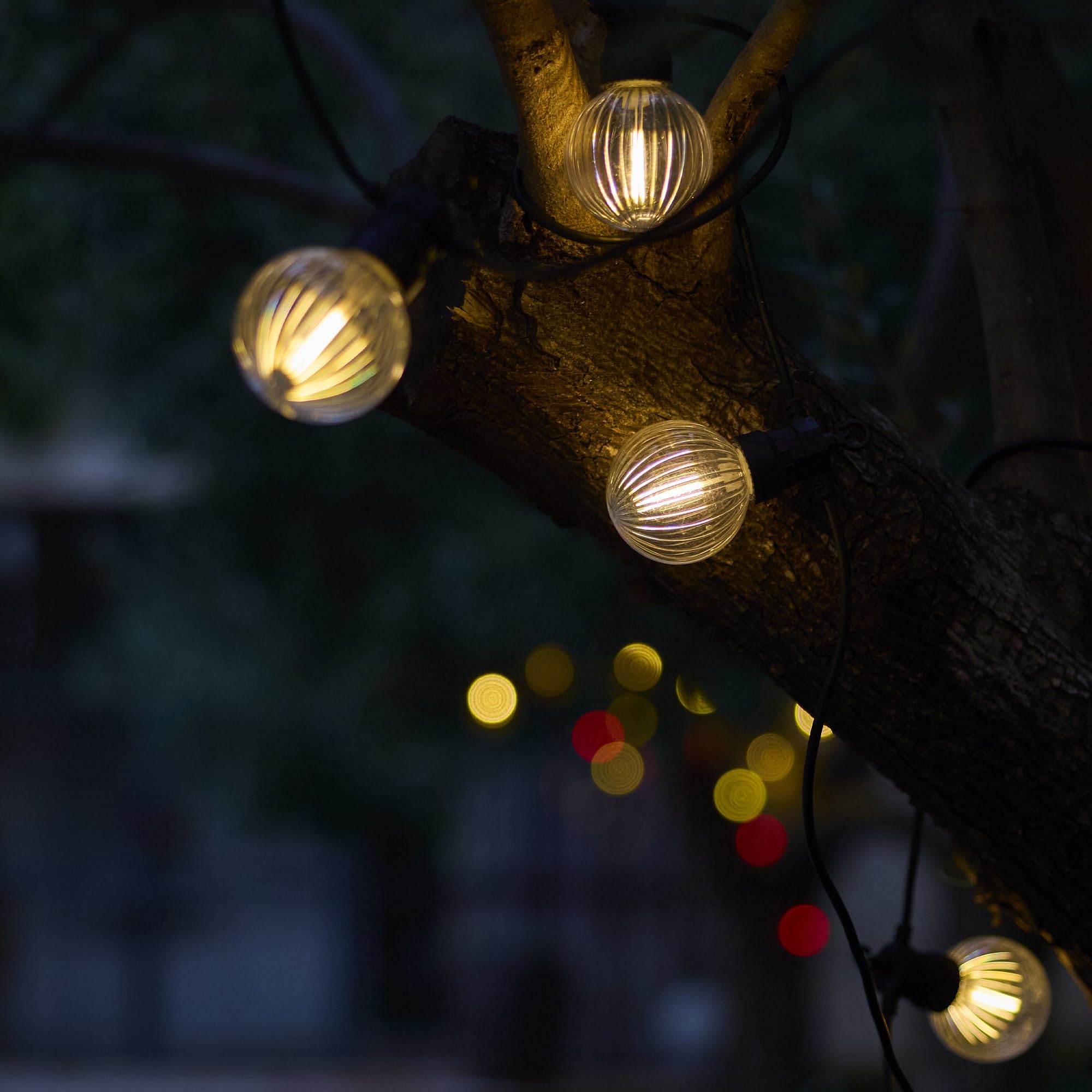 BAMBY LIGHT solarny łańcuch świetlny, 10 żarówek LED, ciepła biel, możliwość ściemniania, 8 m