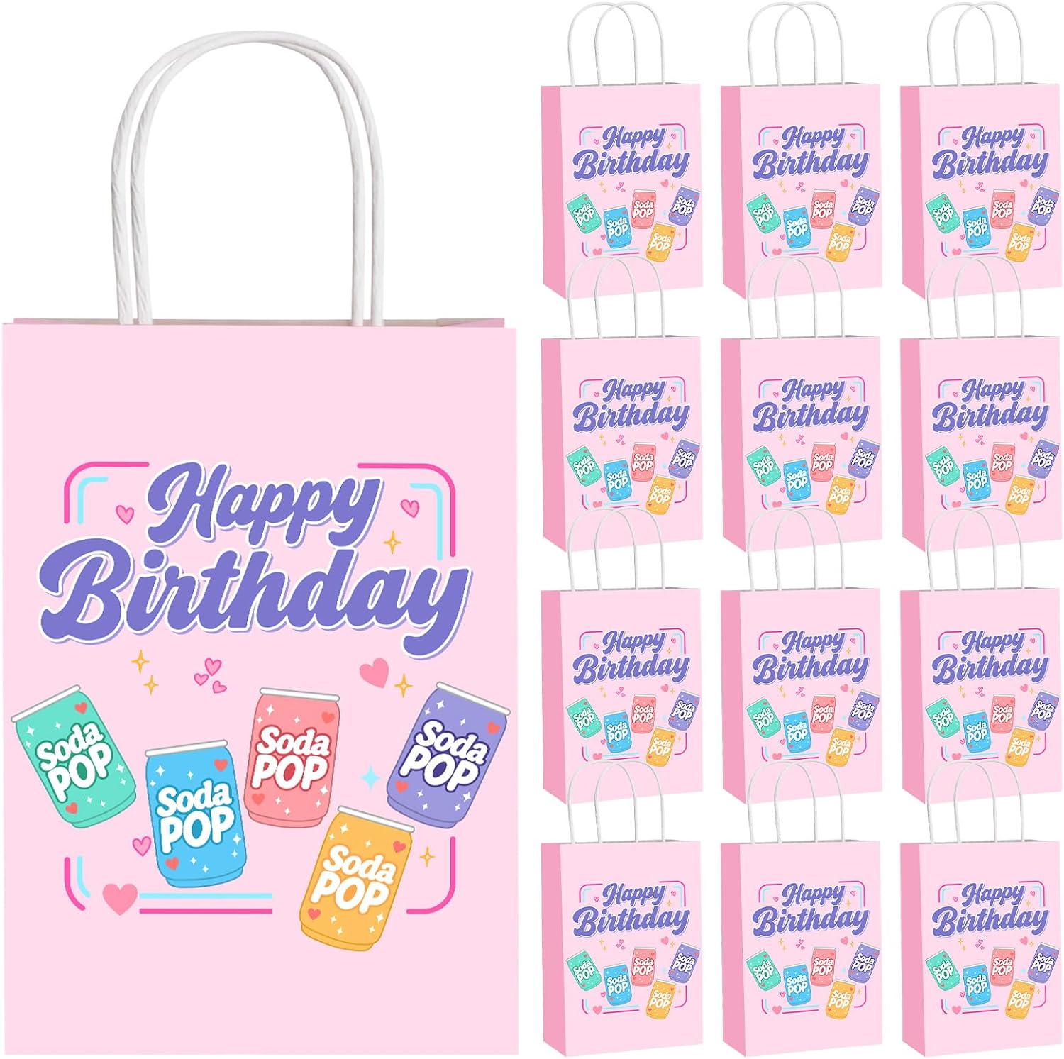 Epakh 24 Pcs Kpop Soda Pop Party Favor Gift Bags Kpop Themed Goodie Treat Bags Candy Pouch‌ with Handles for Birthday Party Supplies
