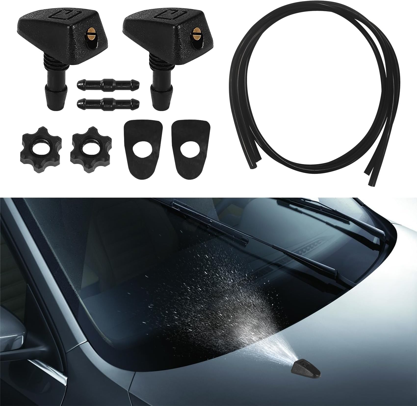 2pcs Car Windshield Wiper Jet Water Sprayer Washer Spray Nozzle