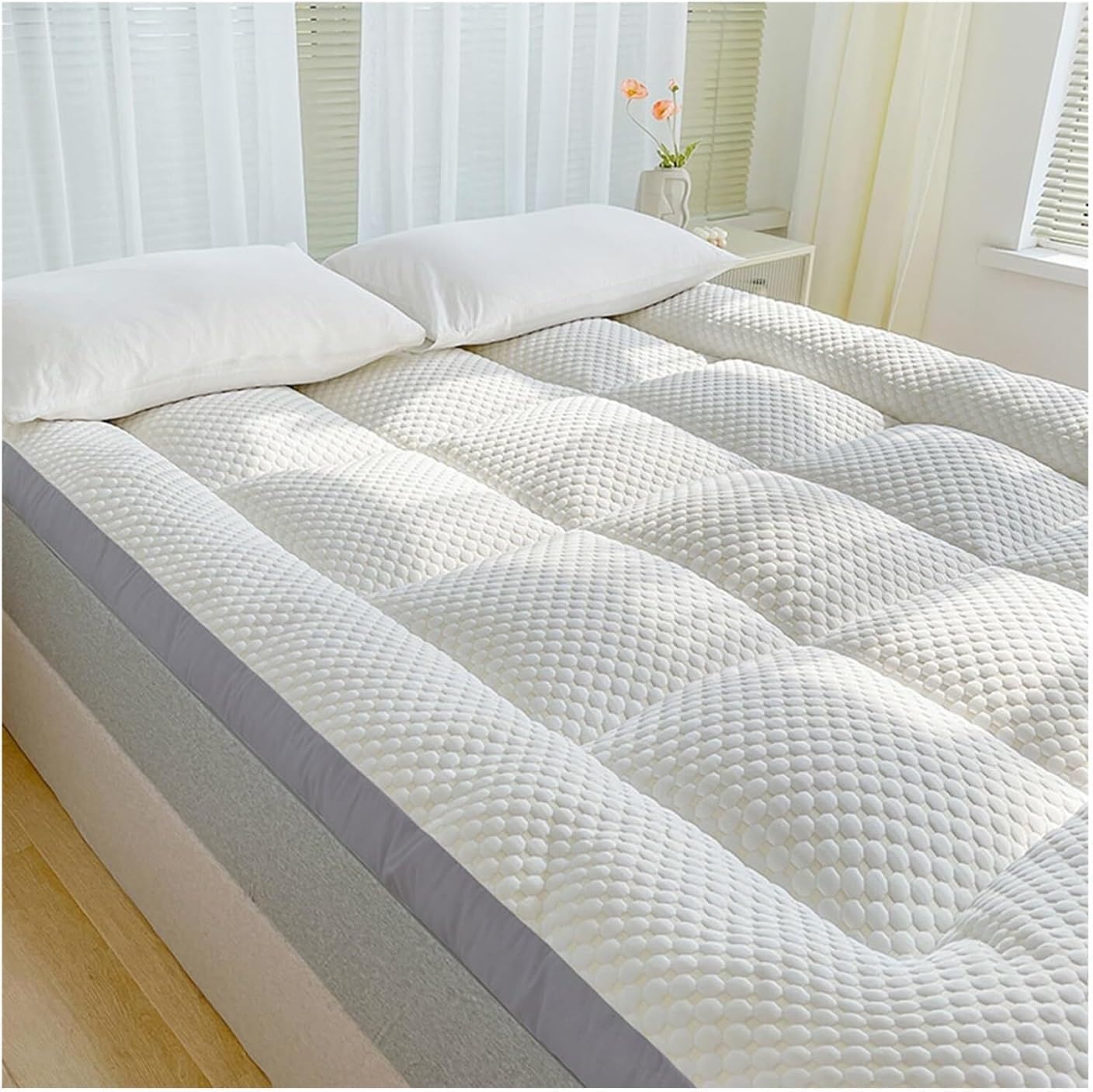 Matelas Futon Japonais 1.5mx2m Pliable et Portable, Matériau en Polyester Peluche, Rempli à 100% de Fibres de Duvet, Confortable et Adaptable, Couleur 01, Marque Générique