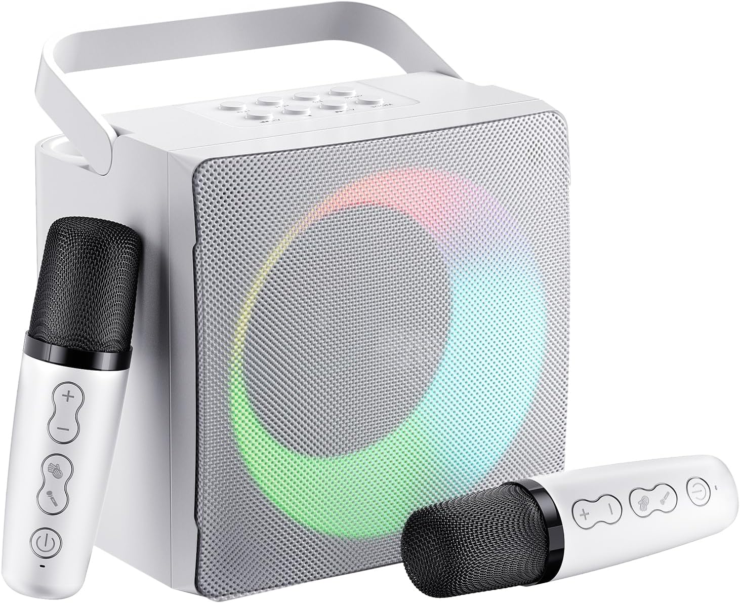 GJCrafts Karaoke Machine, Portable Bluetooth Speaker with UHF Wireless Microphone and Bass/Treble Adjustment, PA System Support TWS, AUX-in, FM,REC, Supply for Party/Meeting/Outdoor Activities