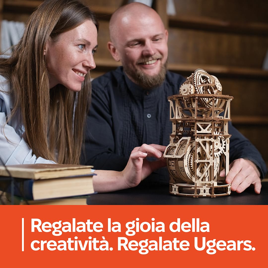 UGEARS Sky Watcher Tourbillon Orologio da Tavolo - Puzzle 3D in Legno Funzionali per Adulti Kit Orologio Meccanico - Kit Modelli in Legno DIY da Assemblare per Adulti - 3D Puzzle del Papà - 338 Pezzi