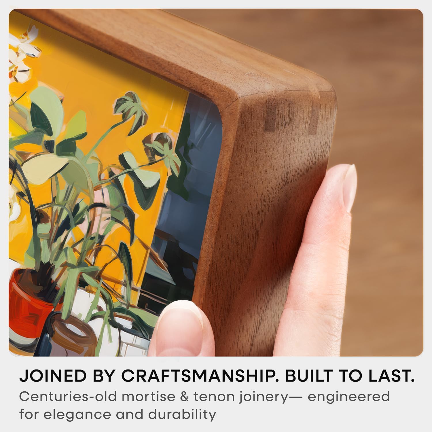 Homeforia 9 x 12 Picture Frame Light Wood, Mortise & Tenon Natural Oak 9x12 Frame with Mat 7x10 for Wall or Tabletop, Wooden Frames 9 x 12 Matted to 7 x 10 inch Art, Tempered Glass, Wall Kit, Set of 1 - Image 5