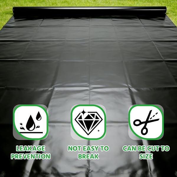 Bâche Noire Pour Bassin, Epaisseur 0,2 mm, 4 x 5 m, Bâche pour Étang en PVC, Idéale Pour Cascades, Bassins, Fontaines de Jardin, Jeux d'eau et étangs à Poissons. Facile à Utiliser et Imperméable - 5