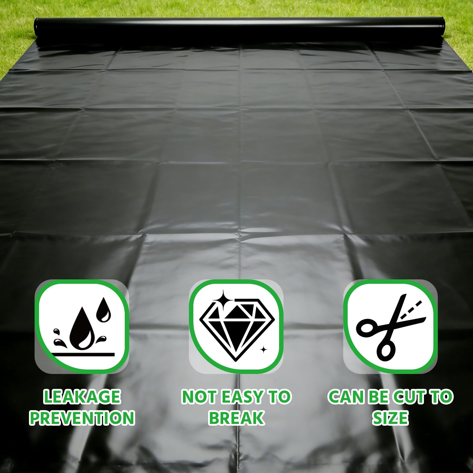 Revestimiento para Estanque Negro, 0,2 mm de Grosor, 4 x 5 m, para Cascadas, Estanques, Fuentes de Jardín, Juegos de Agua y Estanques de Peces, Flexible, Fácil de Usar, Impermeable