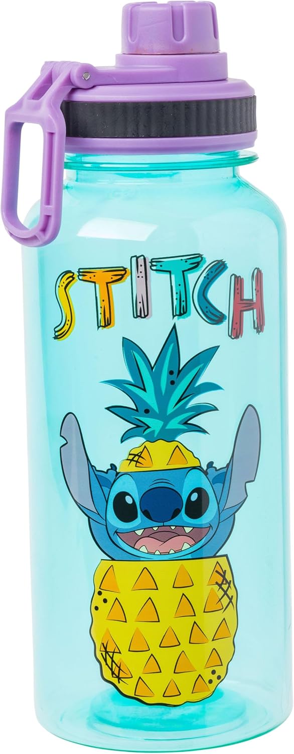 Silver Buffalo Disney Lilo and Stitch Pineapple Twist Spout Plastic Water Bottle with Stickers You Stick Yourself, 32 Ounces - Image 9