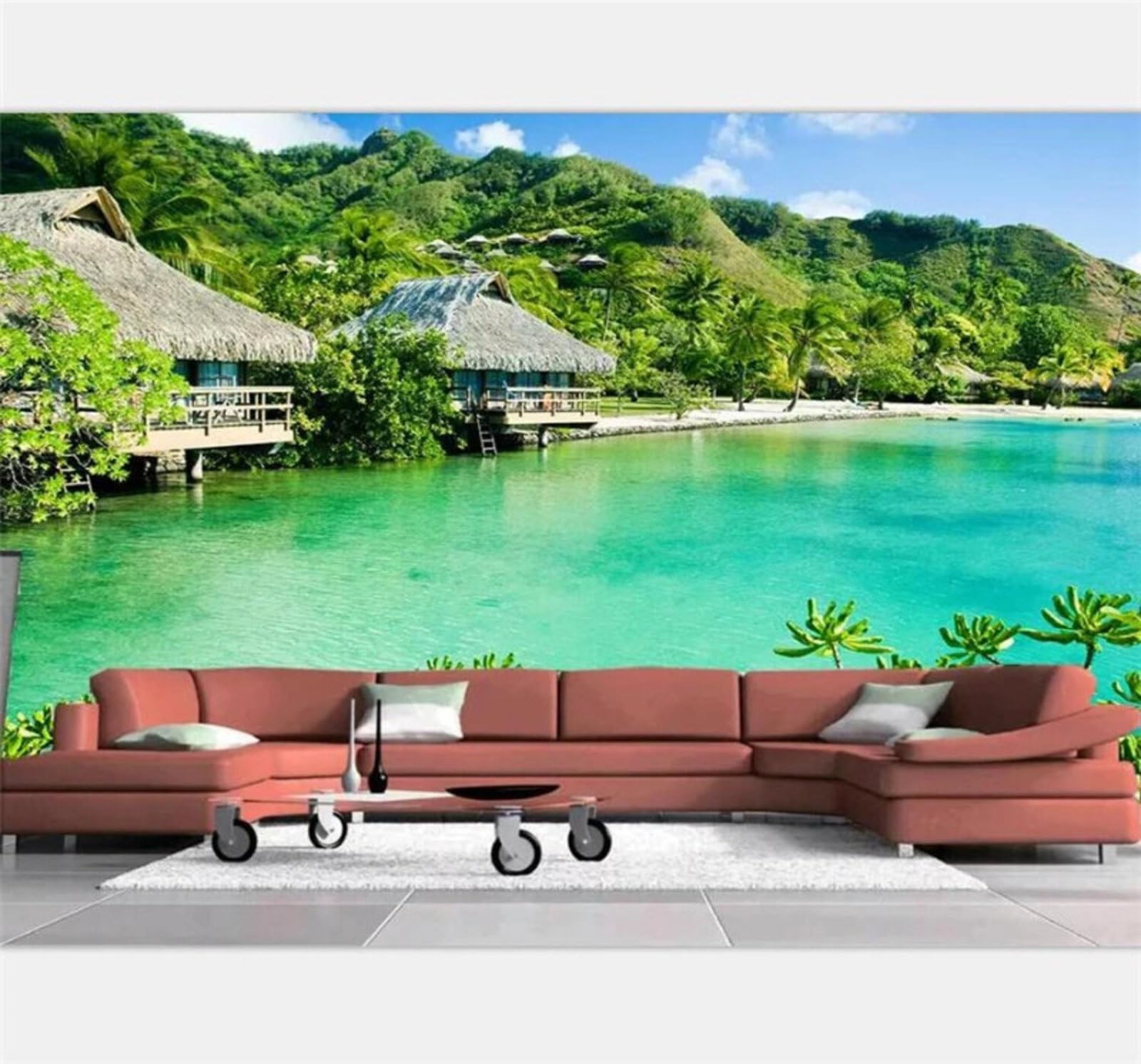 Xlming 400Cm×280Cm(B×H) Fresh Beautiful Green Mountains And Rivers Scenery 3D Wallpaper Luxury Silk Study Dining Feature Sofa Grey Bedroom Living Room Tv Decorative Wall-400Cm×280Cm
