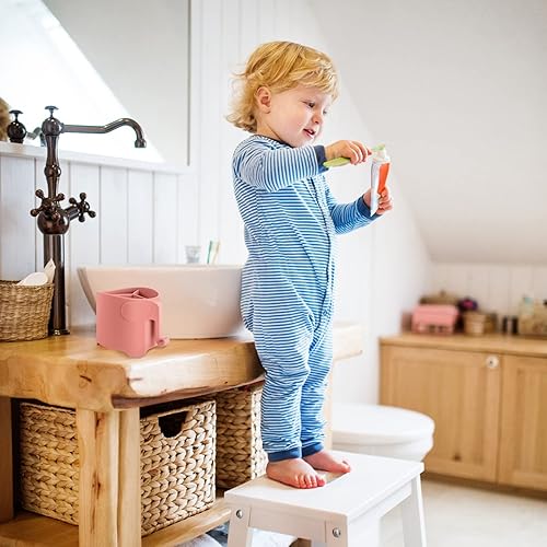 Miniatura 35 de RyanLemon Soporte para cepillo de dientes de elefante para niños pequeños, con ventosa, bonito soporte para cepillos de dientes para niños