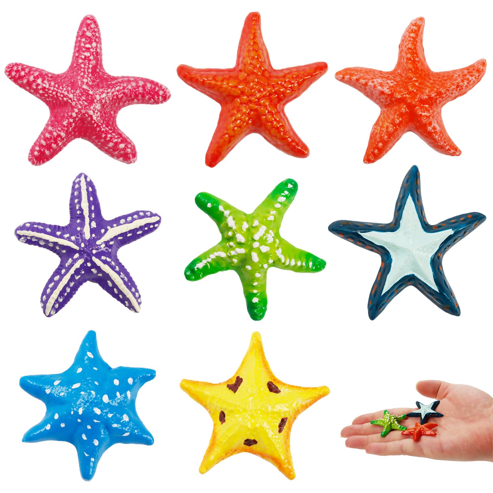 Hiawbon 8Pcs Mini Starfish Figure Set - 1.77in Beach Starfish