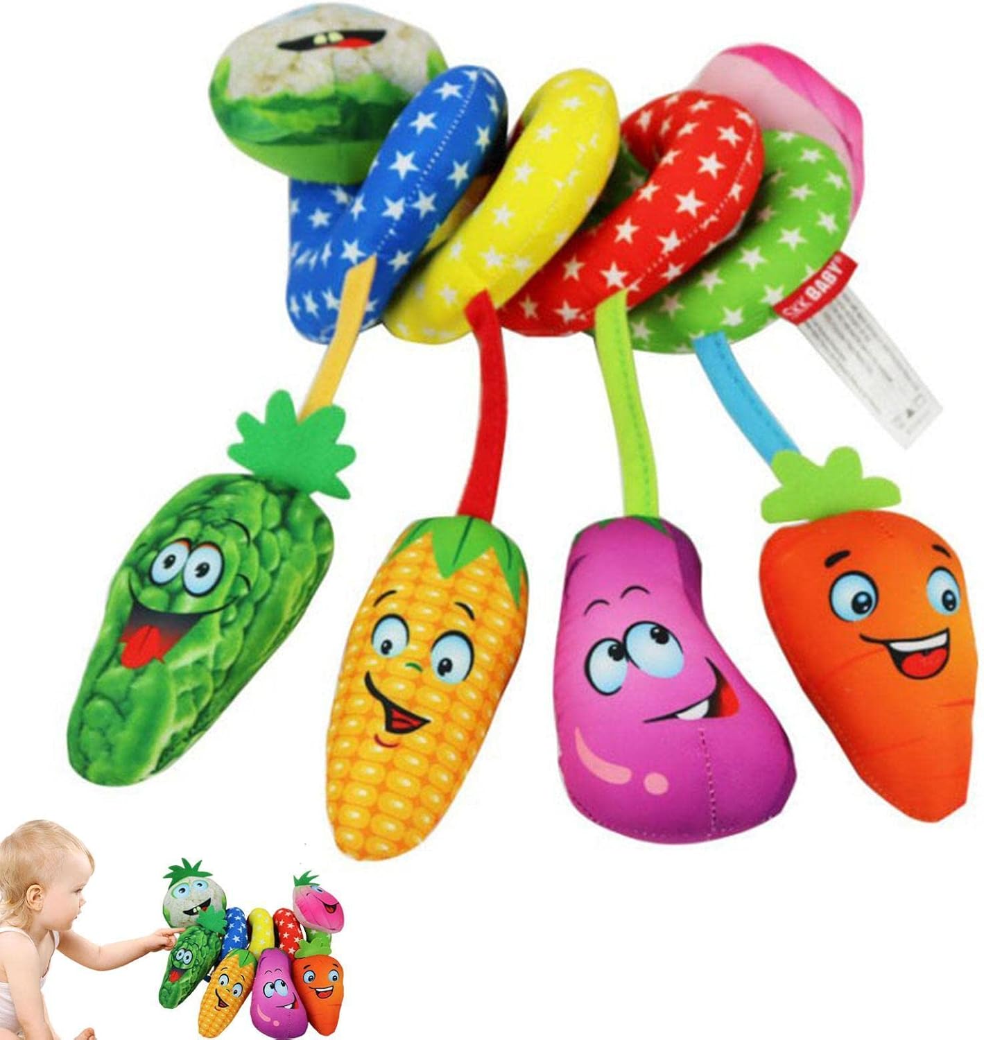 5 Pcs Crib Rattle Toys Children Spiral Plush Toys Infant