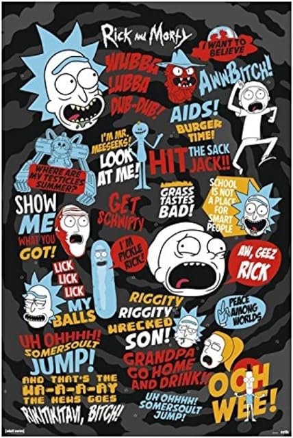 Grupo Erik GPE5241 Poster Rick And Morty Quotes, Paper, Multi-Colour, 91 x 61.5 x 0.1 cm
