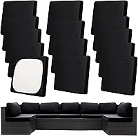 Vista 19 de Juego de 12 fundas de almohada y cojines para exteriores, 8 fundas de asiento + 4 fundas de almohada, fundas elásticas para muebles de patio