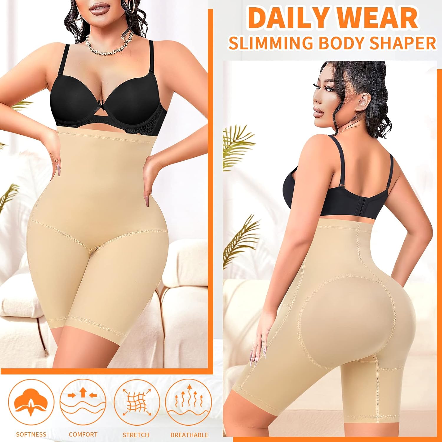 DERCA Tummy Control Shapewear Shorts for Women High Waisted Body Shaper Thigh Slimmer Lace Slip Shorts Under Dresses