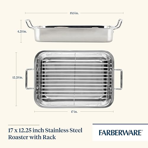 Miniatura 16 de Farberware Bakeware - Asador de acero antiadherente con estante plano, 11 pulgadas x 15 pulgadas, gris