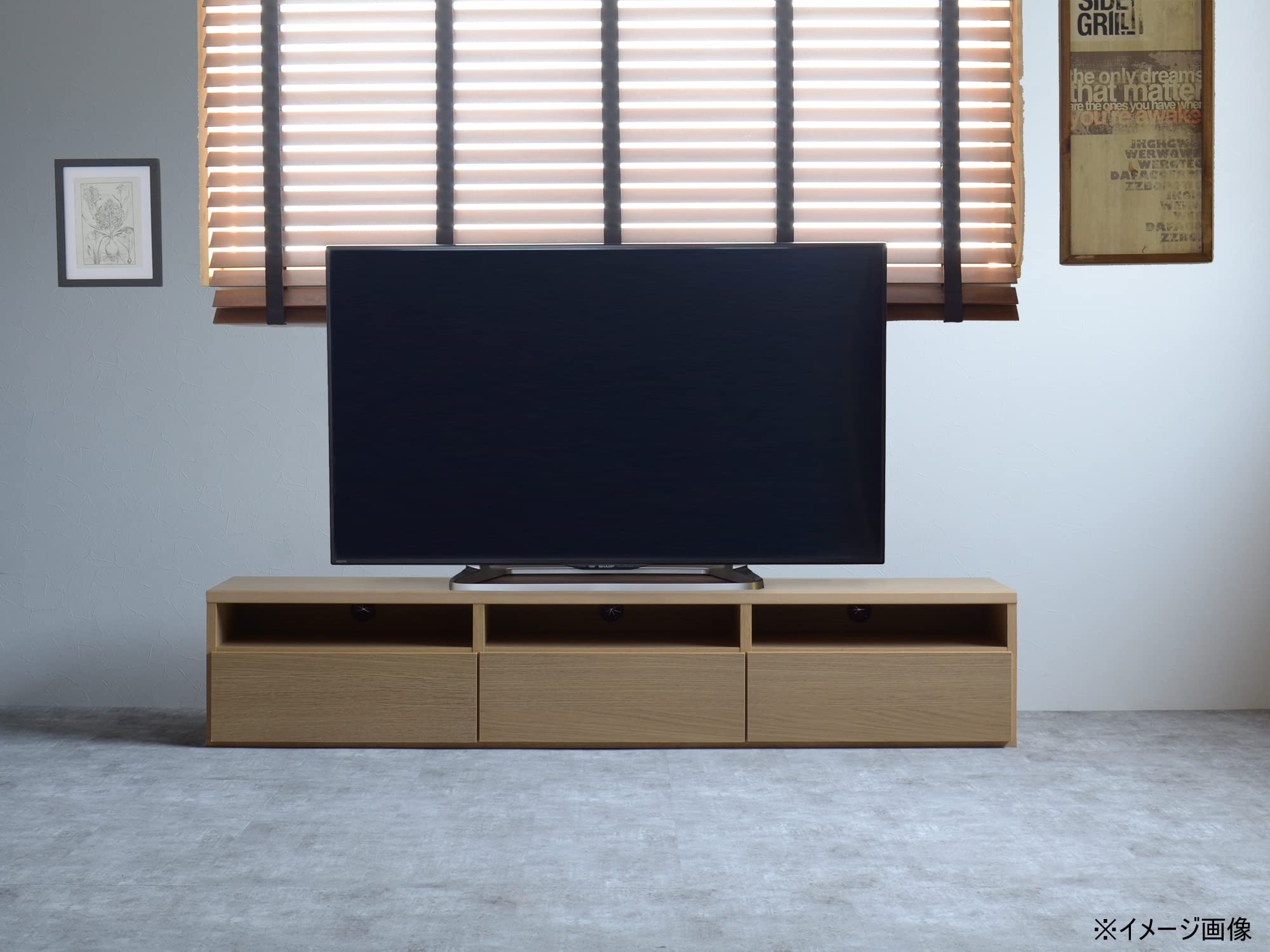 Amazon｜ローボード テレビボード 幅174cm 高さ34cm ナチュラル色