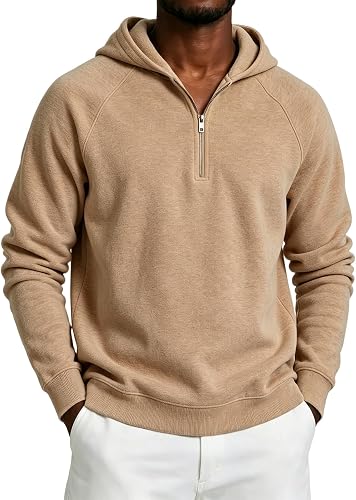Men's Athletic Hoodies Y2k Long Sleeve Half Zip Streetwear with Pocket