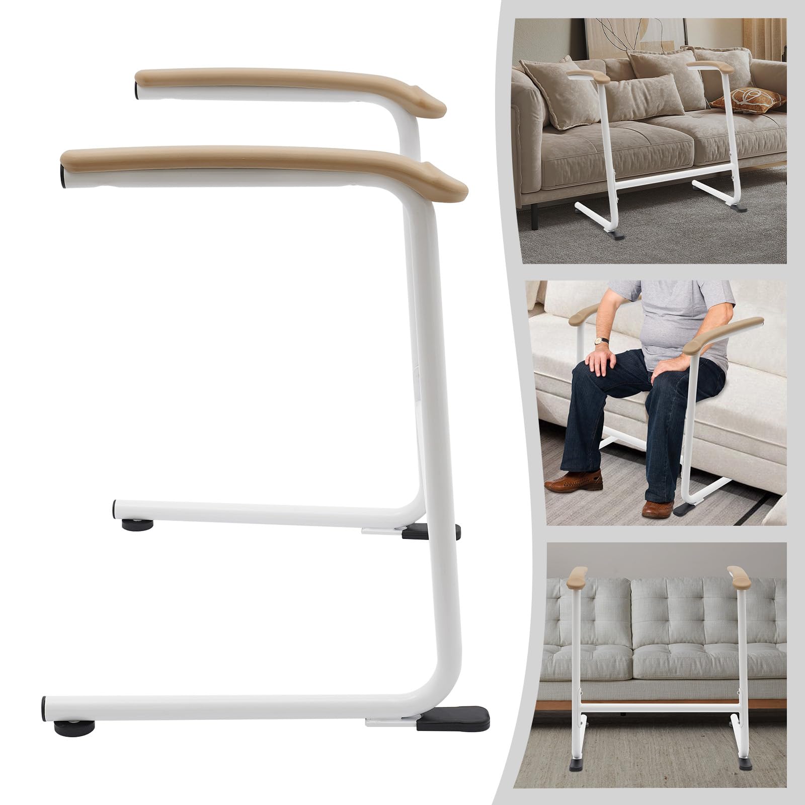 Adjustable Floor to Ceiling Couch Stand Assist Aid, Mobility Lift Support Bar for Elderly Seniors with Non-Slip Base, for Bedroom, Nursing Home Safety Grab Handle (300 LBS)