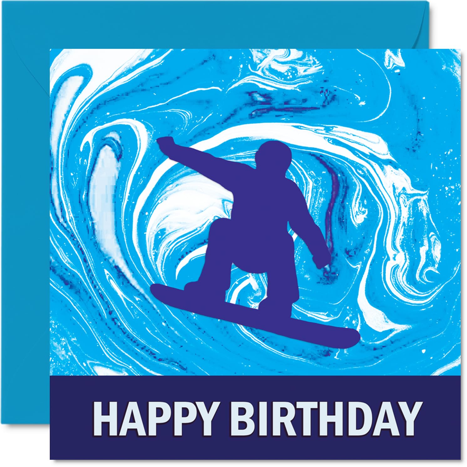 Snowboarding Sport Birthday Cards - Boys in Sports - Happy Birthday Card for Boy Son Brother Grandson Nephew Uncle Cousin, 145mm Bday Greeting Cards